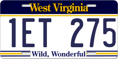 WV license plate 1ET275