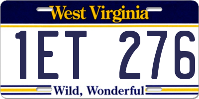 WV license plate 1ET276