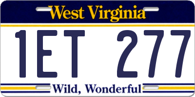 WV license plate 1ET277