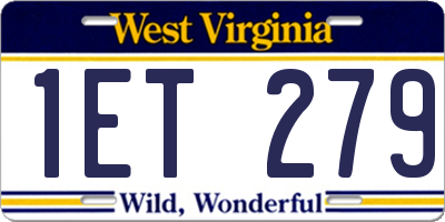 WV license plate 1ET279