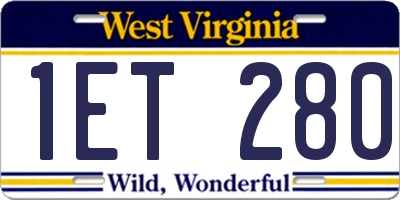 WV license plate 1ET280