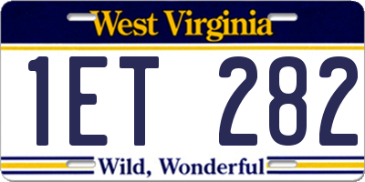 WV license plate 1ET282