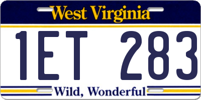 WV license plate 1ET283