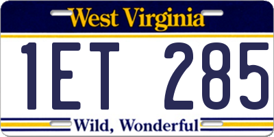 WV license plate 1ET285