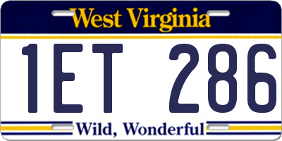 WV license plate 1ET286