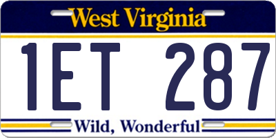 WV license plate 1ET287