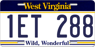 WV license plate 1ET288