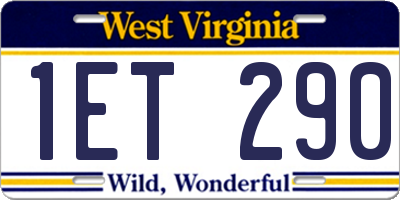 WV license plate 1ET290