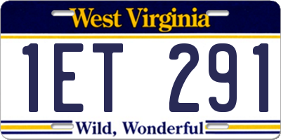 WV license plate 1ET291