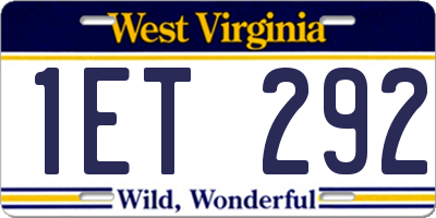 WV license plate 1ET292