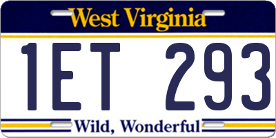 WV license plate 1ET293