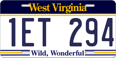 WV license plate 1ET294
