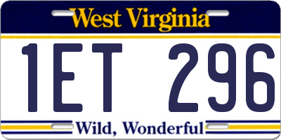 WV license plate 1ET296