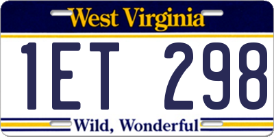 WV license plate 1ET298
