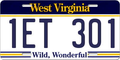 WV license plate 1ET301