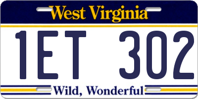 WV license plate 1ET302