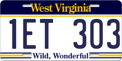 WV license plate 1ET303