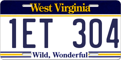 WV license plate 1ET304