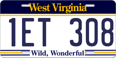 WV license plate 1ET308