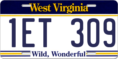 WV license plate 1ET309