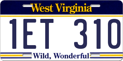 WV license plate 1ET310