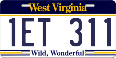 WV license plate 1ET311