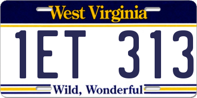 WV license plate 1ET313