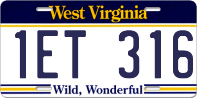 WV license plate 1ET316
