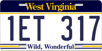 WV license plate 1ET317