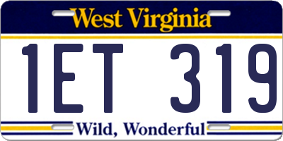 WV license plate 1ET319