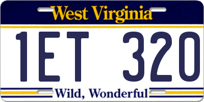 WV license plate 1ET320
