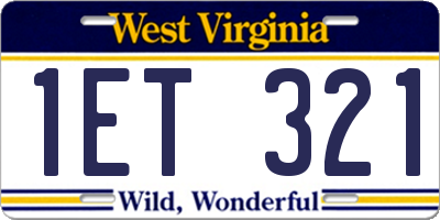 WV license plate 1ET321