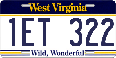WV license plate 1ET322