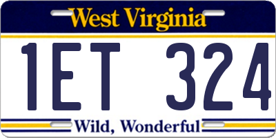 WV license plate 1ET324
