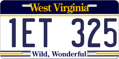 WV license plate 1ET325