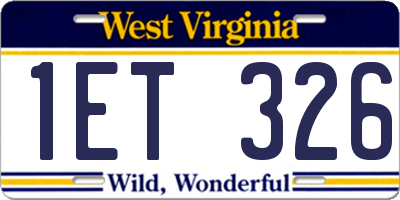 WV license plate 1ET326