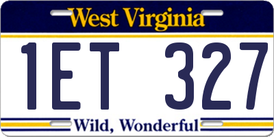 WV license plate 1ET327