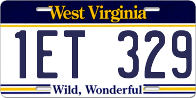 WV license plate 1ET329