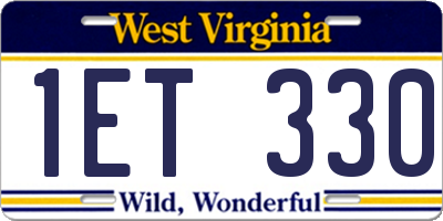 WV license plate 1ET330
