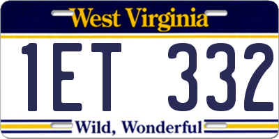 WV license plate 1ET332