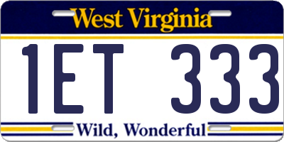 WV license plate 1ET333