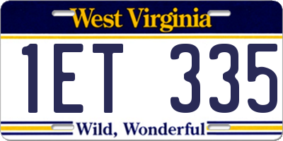 WV license plate 1ET335