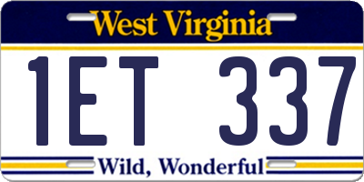 WV license plate 1ET337