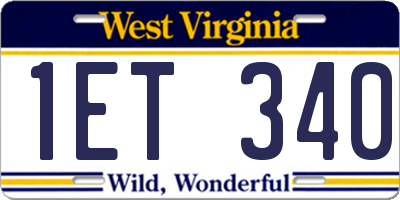 WV license plate 1ET340