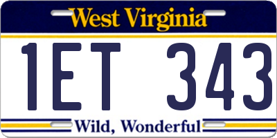 WV license plate 1ET343