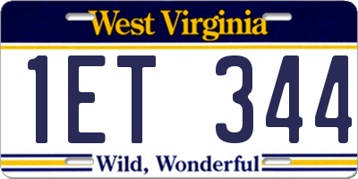 WV license plate 1ET344