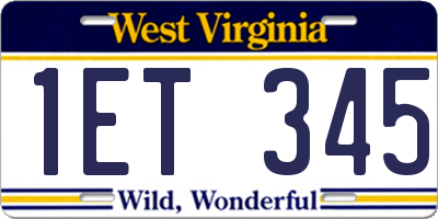 WV license plate 1ET345