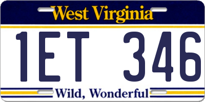 WV license plate 1ET346