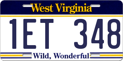 WV license plate 1ET348