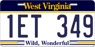 WV license plate 1ET349